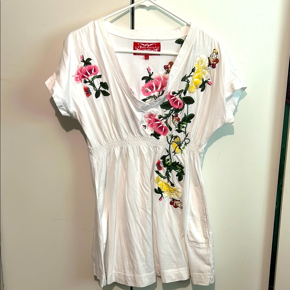 Floral Embroidered White Blouse